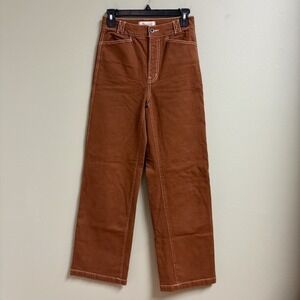 Madewell Womens Emmett Wide-Leg Brown Jeans Pants Size 25 Baggy Boho Hippie